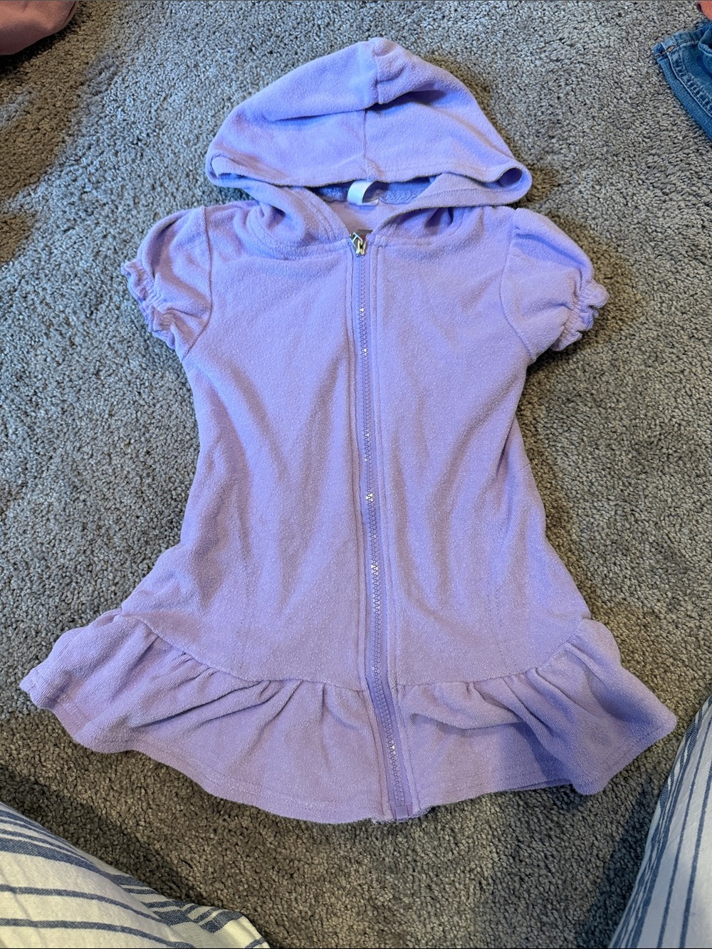 Limited Too Girls' Lavender Hooded Zip Swim Cover Up